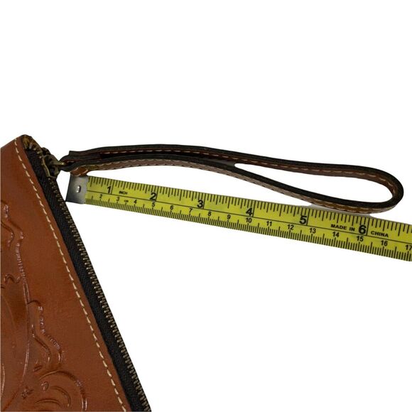 Patricia Nash Wristlet Wallet Womens Brown Leather Embossed Floral Vintage - Picture 12 of 16